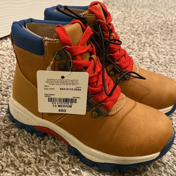 Boys Hiking Boot Size 13 Brown Red Navy - Picture 3 of 11